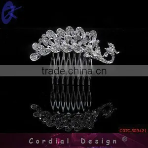 Fashion Tiara Crown Rhinestone Alloy Hair Comb Accessories thumbnail-1