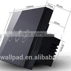 Wallpad LED Black Crystal Glass 110~250V US/Australia Standard 1 Gang Electrical Digital Remote Control Touch Light Switch thumbnail-3