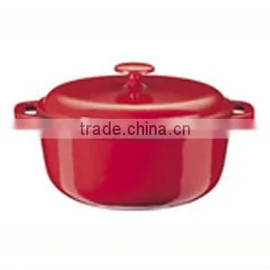 Round Enamel Cast Iron Casserole thumbnail-1