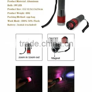 Mulrifunction Red Light Warning 1W LED Ttorch Flashlight thumbnail-2