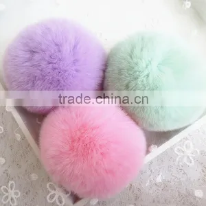 Real Fur Ball Key Chain / Fur Ball Keychain / Rex Rabbit Fur Pom Poms thumbnail-2