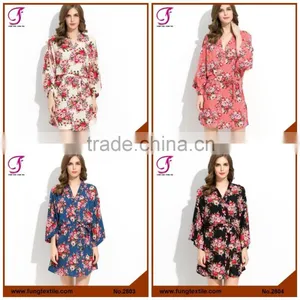 FUNG 2803 Women Beautiful Flower Cotton Print Robe thumbnail-3