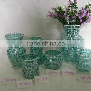 Mosaic Glass Vase and Candle Holder With Electroplating Patern thumbnail-5