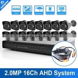 16 Channel 1080P Hybrid AHD DVR 16CH Surveillance Security KIT With 16PCS 2MP Bullet AHD Camera,IR 10M,Metal Housing,Waterproof thumbnail-1