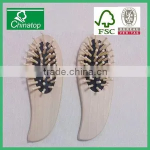 2 x Wooden Massage Pocket Wooden Hair Comb Brush Professional Hair Brushes Sets thumbnail-1