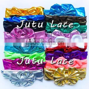 New Hair Accessories Wholesale Fashion Metallic Messy Bow Headwrap,large Bowknot Head Band/hair Bands for Kids thumbnail-1