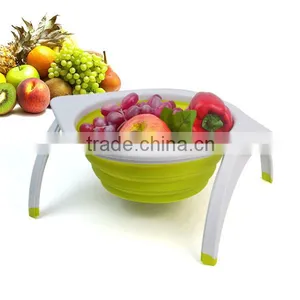 Hot Sales Standing Silicone Collapsible Collander Of Foldbale Draining Basket Strainer thumbnail-1