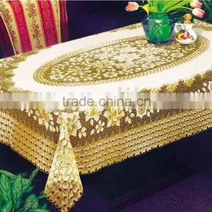 Golden PVC Tablecloth ZT-378A2 137X182CM thumbnail-1