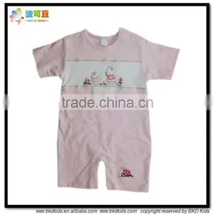 BKD Custom Girls Rompers Pink Embroidery Short Sleeve Rompers Girls Clothing thumbnail-1