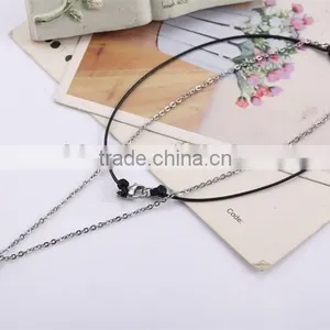 New Modern Model Half Wax Rope Half Silver Chain Long Necklace With Bear Pendant thumbnail-4