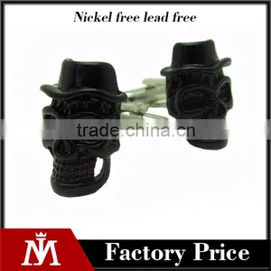Novelty Jewelry Charms Black Skull Cufflinks for Men's Gift thumbnail-1