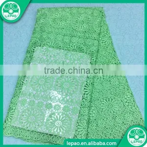 Nigeria French Guipure Lace Embroidery 2016 Top One Wholesale Cord Lace Royal Blue With Beads for Dress thumbnail-2