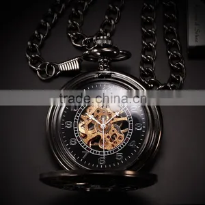 KS Skeleton Dial Hand Wind Analog Men Mechanical Pocket FOB Watch thumbnail-2