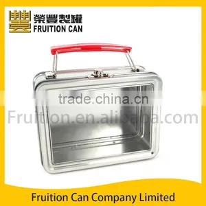 Lunch Box Keepsake Tin Metal Box With Plastic Handle thumbnail-1