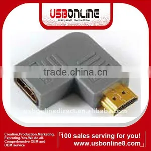 HDMI Male to HDMI Female Adaptor,right Angle Type(gold) thumbnail-1