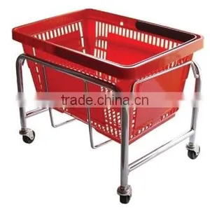 Wheeled Basket Metal Steel Frame Shopping Cart thumbnail-1