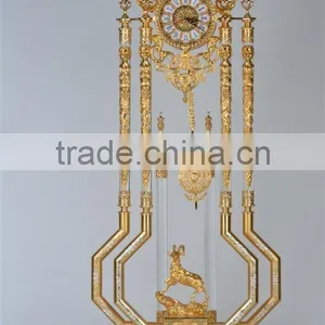 Solid Gilt Copper Floor Clock, Ornate Design Pendulum Clock, 24K Gold Plated Decoration Clock thumbnail-1