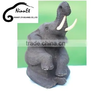 Wood Carved Elephant From Thailand thumbnail-1
