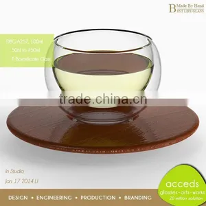 New Innovations Custom Handblown Borosilicate Glass Wooden Tea Mugs thumbnail-4