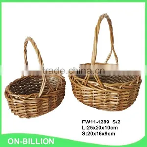 Handled Wedding Colored Wicker Flower Girl Baskets thumbnail-2