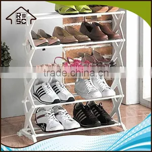 NBRSC Cheap Portable 5 Tier Foldable Stainless Steel Plastic Shoe Rack Shoes Storage Rack thumbnail-1