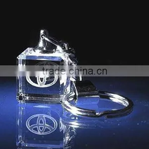 Customized 3d Laser Crystal Keychain For Promotion Gift thumbnail-1
