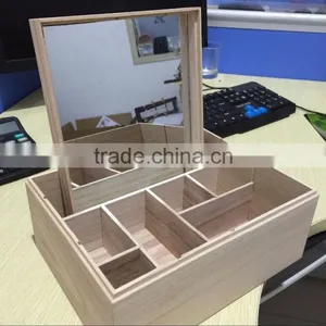 Wooden Natural Jewelry Gift Packaging Box Witjh Mirror thumbnail-1