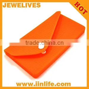 Orange Rubber Silicone Gel Pouch Purse Wallet Glasses Cellphone Key Coin Bag Case thumbnail-1