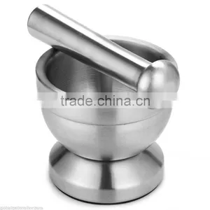 2 in 1 Manual Garlic Press Kitchen Tool Stainless Steel Spice Grinder / Mortar and Pestle Set thumbnail-1