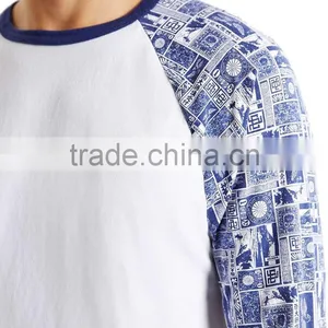 Stamp Pattern Printing Raglan t Shirt Pure Cotton High Quality Custom Long Sleeve Shirt for Male thumbnail-4