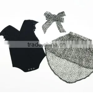 Wholesale Lace Fultter Sleeve Baby Girl Pom Pom Romper Leopard Print Childrens Dresses thumbnail-5