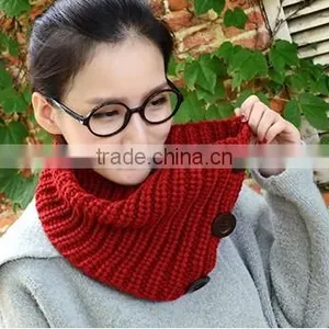 Wholesale Fashion Popular Button Lady Knitted Scarf thumbnail-2