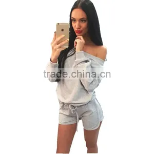 2016 Spring Summer Sets Women Fashion Sport Wear Sets Loose Casual Wide Neck Long Sleeve Sport Wear Suits thumbnail-3