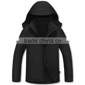 Mens Black Windproof Waterproof Softshell Jacket With Hood thumbnail-1