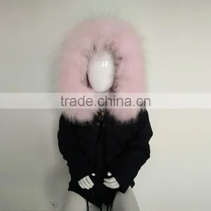 Myfur Cute Girls Pink Raccoon Fur Hooded Fox Fur Lining Cotton Waterproof Parka Jackets for Kids thumbnail-1