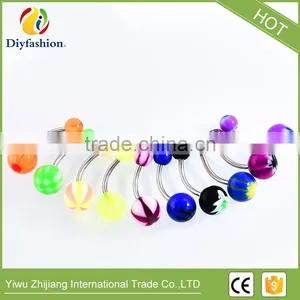 Mixed Colored Silica Gel Round Stainless Steel Navel Ring thumbnail-5