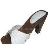 Fashion PU Material White Wooden Clog Lady Sandals With 10.5cm Heels thumbnail-1