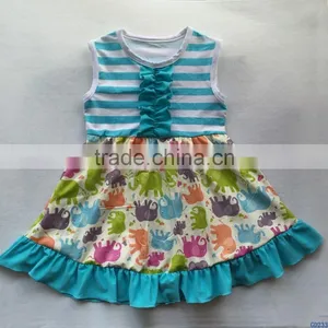 2017 Fashion Summer Cotton Baby Girls Party Dress Wholesale Sleeveless Ruffle Clothes for Kids thumbnail-5