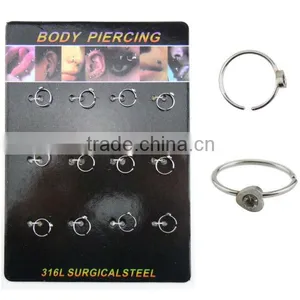 Hot Sale Stainless Steel Zircon Body Jewelry BCR/CBR Piercing Nose Ring thumbnail-1