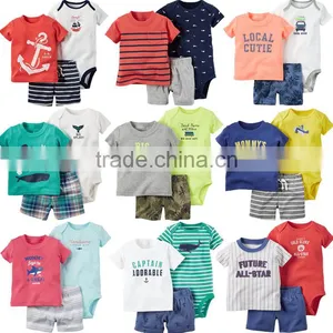 3pcs 100%cotton Unisex Baby Bodysuits Matching With Shorts and T-shirts thumbnail-1