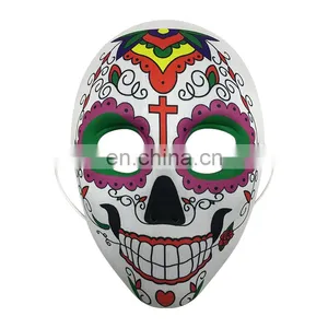 White EVA Mask Covered With Fabric With Red Cross Decoration for Halloween, Carnival and Party thumbnail-1