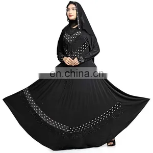 Women's New Casual Daily Wear Embroidery Abaya Burkha With Embosed Velvet Work And Chiffon Dupatta thumbnail-2