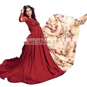 Women's Georgette Gown Stlye Anarkali Lehenga Suits 2017 (Semi Stitched) thumbnail-2