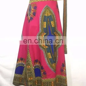 African Wax Ankara Dashiki Print Women Wrap Skirts Dashiki Maxi Long Full Skirt thumbnail-6