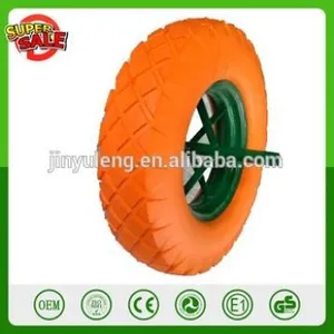 16 Inch 4.00-8 Metail Rim Solid PU Foam Wheel for Wheelbarrow Barrow WB6400 Spoke Rim With Axle Solid Tubeless Tire thumbnail-1