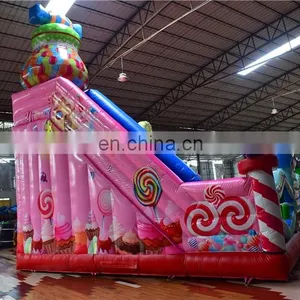 Multifunctional Inflatable Rainbow Candy Jumper Obstacle Bouncer House, Inflatable Bouncer Castle With Double Slide thumbnail-5