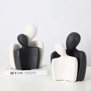 Little People Embrace Abstract Art Black And Whtie Ceramic Decor Decoration For Hallway Tv Bench thumbnail-4