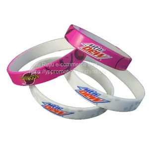 Bulk Buy Our Custom Made Logo White Silicone Rubber Bracelets for Sale thumbnail-1