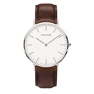Stainless Steel Ultrathin Fashion Women Watches Man Genuine Leather Quartz Watch thumbnail-2