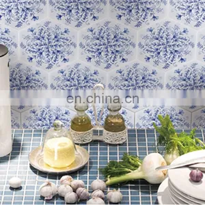 Kitchen and Bathroom Blue and White Porcelain All Hexagonal Brick Kitchen Bathroom Retro Floret Brick thumbnail-2